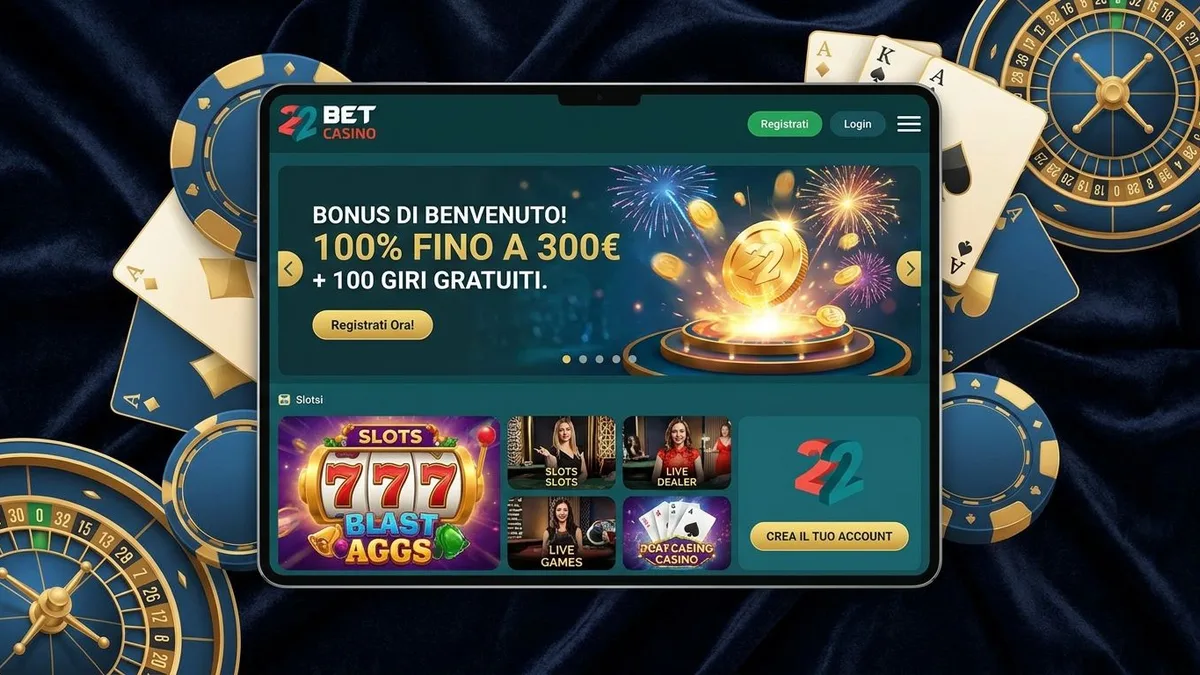 Registrazione con bonus 22bet